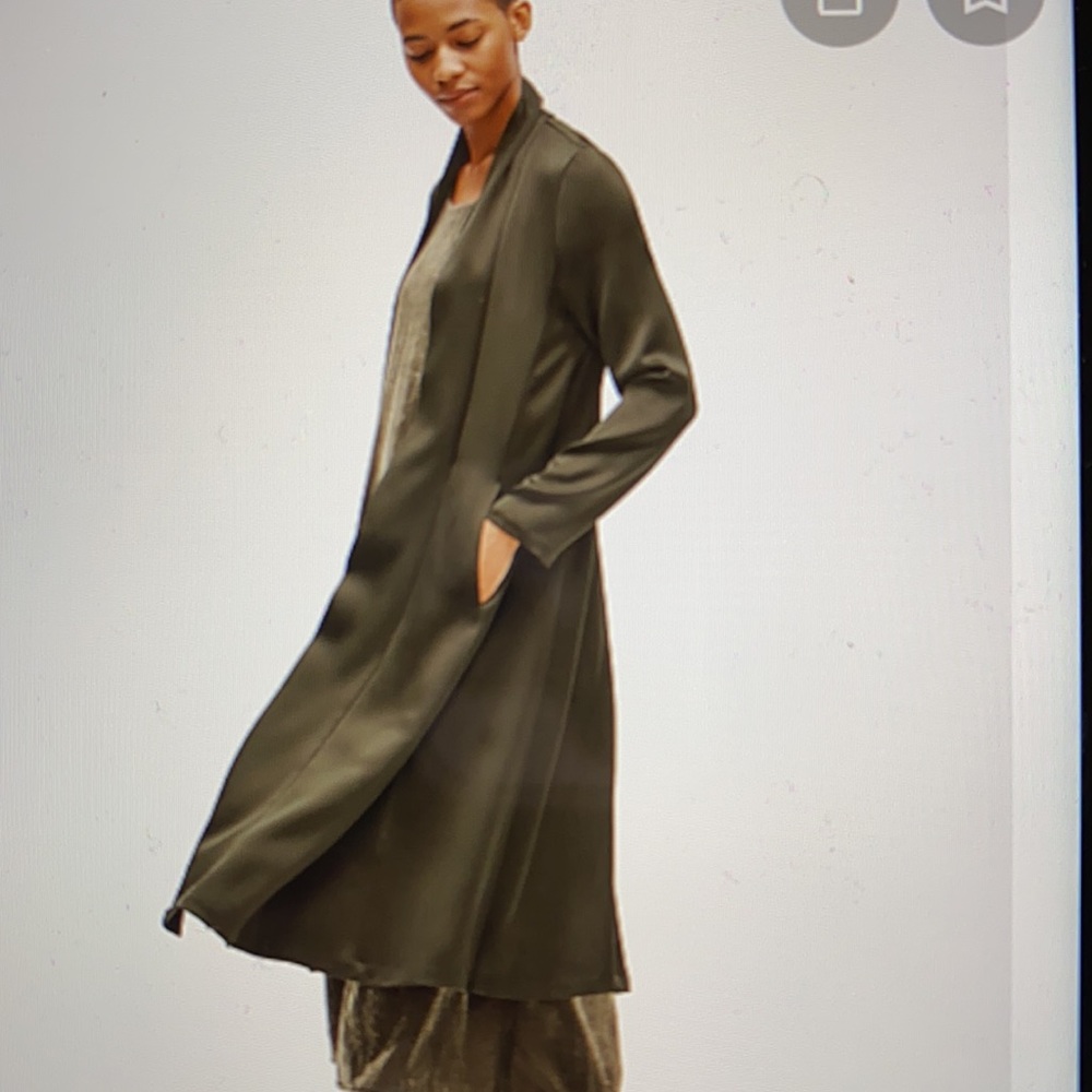 Eileen Fisher Olive Green Long Coat